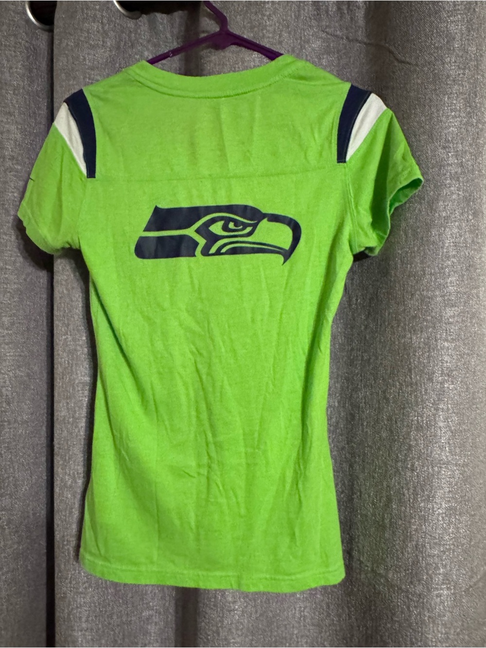 NFL Nike Seattle Seahawks Women's V-Neck Tee - Neon Green with Navy Accents